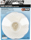 DANCO Tub Drain Protector Hair Catcher | Strainer | Bathtub Drain Snake, Snare and Auger | Hair Drain Clog Prevention | 3-Pack (10876), White