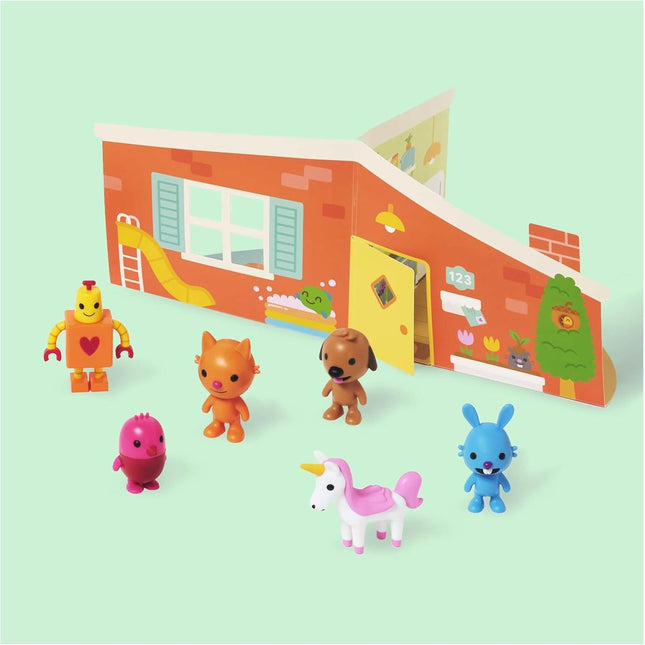 Sago Mini, Figurine Pack with 6 Toy Figures and Folding Playhouse, Kids Toys for