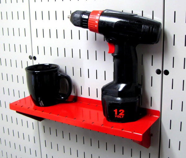 Wall Control Shelf 4in Deep Pegboard Shelf Assembly Pegboard and Slotted Tool Board â Red Red 4in x 16in