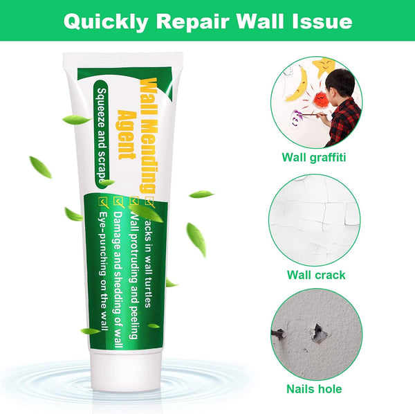 Drywall Repair Kit, 2 Pack Spackle Wall Repair Patch Kit with Scraper, Wall Mending Agent Large Hole Drywall Patch, Easy to Fill Holes in Home