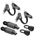 Statik Hexcharge Keychain Charger Cable - Portable 4 in 1 Charging Cable Key Ring, 60W Fast Charging, Universal Multi Charging, Compatible with