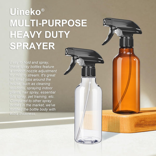 Spray Bottles 2-Pack, 10 Oz, Mist & Stream, Heavy Duty Spraying Empty Water Sprayer Bottle, BPA Free Plastic Refillable Containers for Cleaning