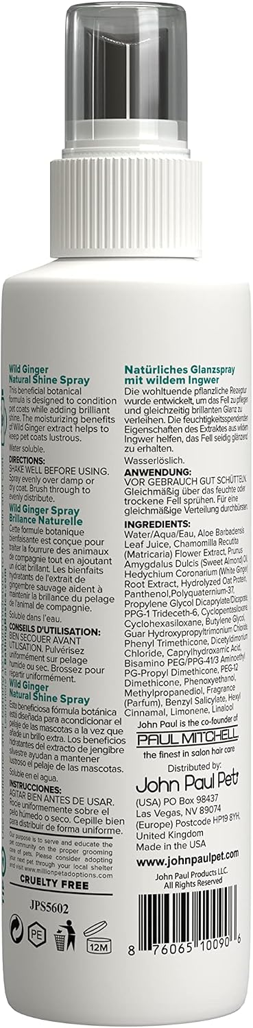 Paul Mitchell Pet Wild Ginger Shine Spray, Conditions Moisturizes and Revitalizes Shine, 8 fl oz Ginger 8 fl. oz. (Pack of 1)