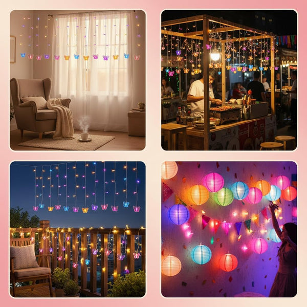 Butterfly Curtain Fairy Lights USB Plug In,8 Modes 120 LED 19.7FT Firefly Twinkle Timer String Lights with Remote, Waterproof Copper Wire for