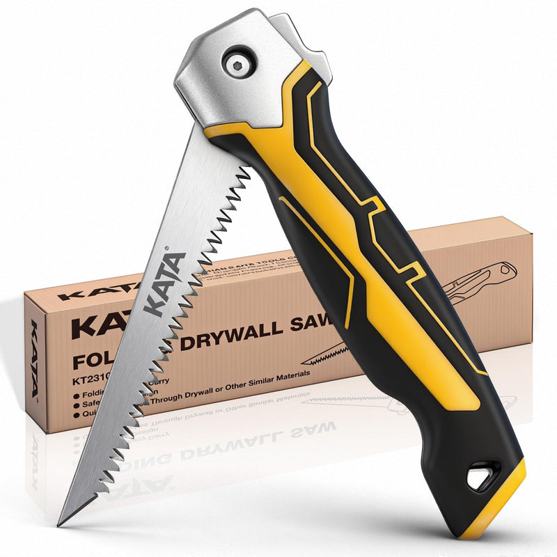 KATA Folding Drywall Jab Saw, Sheetrock Knife with Soft Grip Handle | Compact Folding Hand Saw & Keyhole Saw for Sheetrock, Wallboard Repair,