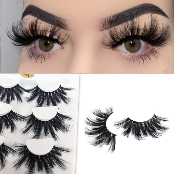 MIKIWI 25mm Lashes, Dramatic 6D Faux Mink Lashes, Fluffy Volume Eyelashes, Thick Crossed Lashes, Long Faux 25mm Mink Lashes (6D4-05) 6D05/25MM