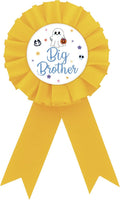 Halloween Big Brother Tinplate Badge Pin, Halloween Brother to Be Button Pin, Little Boo Birthday Boy Pin, Yellow Rosette Ghost Badge Pin for Boy,