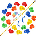 Rainbow Craft DIY Monkey Rock Climbing Holds for Kids - Wall Climbing Rocks of 20pc Rock Wall Holds, 2pc Handles & 1pc 8ft Knotted Climbing Rope -