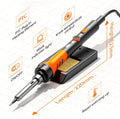 60W Adjustable Temperature Soldering Iron Kit - 9-in-1 With 5 Tips, Solder Wire Stand for Soldering and Repair Orange