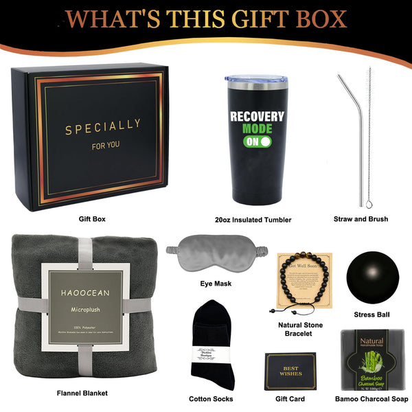 Get Well Soon Gifts for Men Care Package with Blanket Tumbler Recovery Gift | Get Well Gift Basket for Sick Friends, Coworkers, Brothers, Dad,