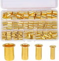 160pcs Tube OD(1/4" 5/16'' 3/8" 1/2") Brass Compression Insert,Brass Compression Fitting Assortment Kit, Insert Tube Support Compression Sleeve