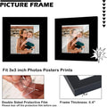 3x3 Picture Frame Black for Tabletop or Wall Hanging, Strudy and Lightweight 3 x 3 Frame, Wall Gallery Photo Frame with Shatter Resistant