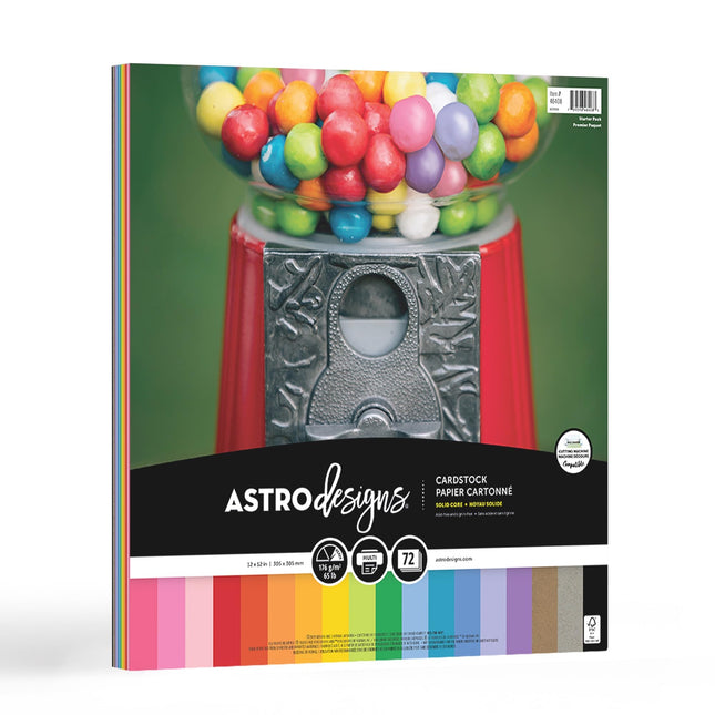 Astrodesigns/Creative Collection Starter Kit Cardstock, 12" X 12", 65 Lb/176 Gsm 18-Color Assortment, 72 Sheets (46408-0