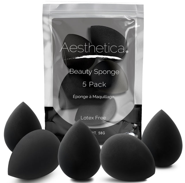 Aesthetica Cosmetics Beauty Sponge Blender - Latex Free and Vegan Makeup Sponge Blender - For Powder, Cream or Liquid Ap