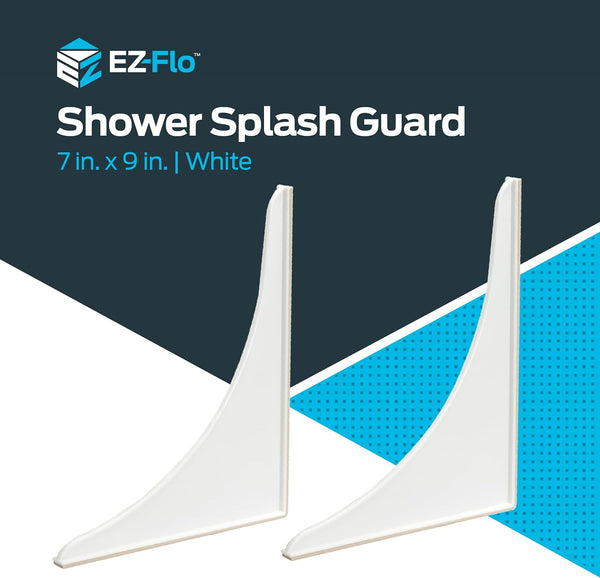 EZ-FLO 7 x 9 Inch White Bathroom Shower Splash Guard, Pack of 2, 15266
