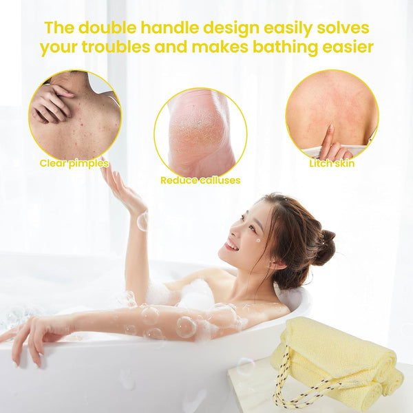 Silkyhose 3Pcs Dual-Sided Exfoliating Stretch Back Scrubber with Handles. | Reusable Shower Essential. Deep Skin Cleansing. Textured Design. Soft,