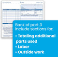 Adams Auto Repair Order Forms, 8.5 x 7.44 Inch, 3-Part, Carbonless, 50-Pack, White and Canary (GT3870) 50-Pack Repair Order Forms