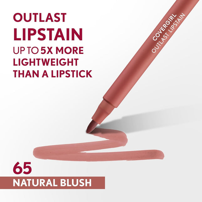 COVERGIRL Outlast, 65 Natural Blush, Lipstain, Smooth Application, Precise Pen-L