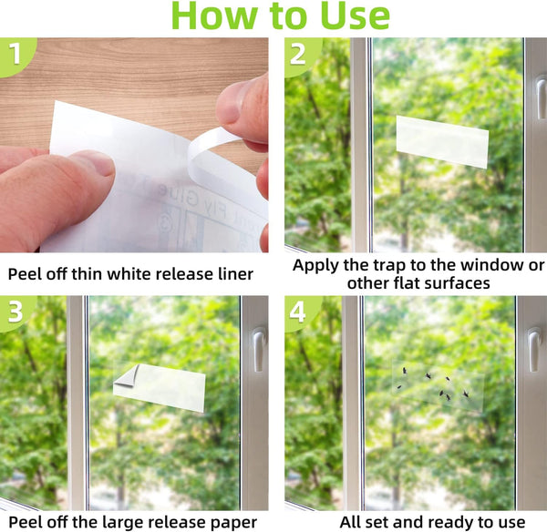Kensizer 30-Pack Window Fly Traps for Indoors, House Fly Trap | Fruit Fly Traps for Indoors, Paper Sticky Strips, Fly Catcher Clear Windows Trap,