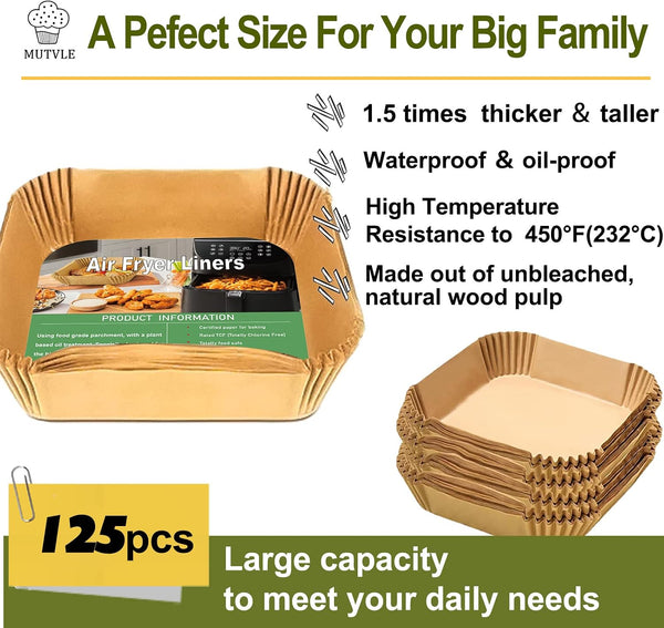 Air Fryer Liners Disposable for CHEFMAN Air Fryer 9 Qt, Power XL Air Fryer Liners, 6 qt 8QT Air Fyrer Liners, 9.5 inch Parchment Paper Liners for