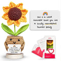 Gossby Positive Sunflower Doll Crochet with Card - This Is a Little Reminder - Appreciation Gift for Coworker, Best Friend, Teacher, Sister, Mom -