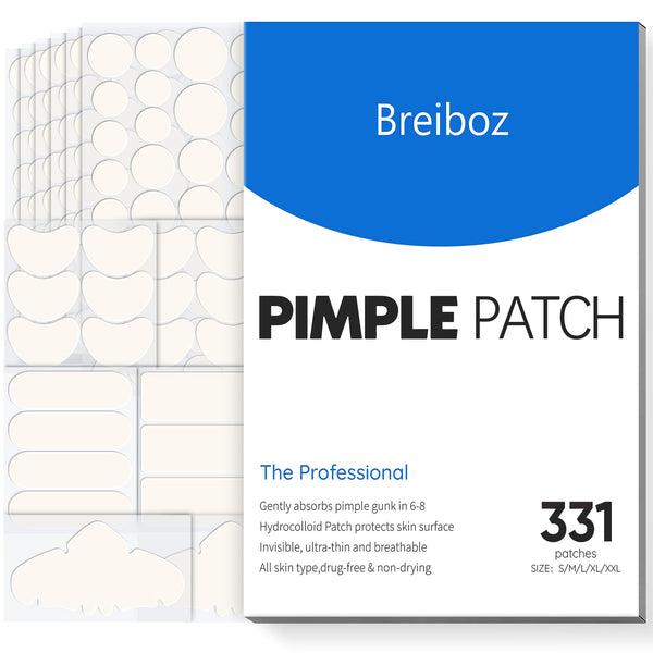 Pimple Patches for Face & Body,331 Patches Variety Pack w/ Large Sizes,Invisible Hydrocolloid Acne Patch with Tea Tree Oil & Salicylic