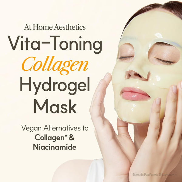 THE FACE SHOP Vita-Toning Vegan Collagen Face Mask, Korean Glass Skin Essential, Hydrogel Mask for Moisturizing & Skin Elasticity, Improves Uneven