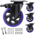 5 Inch Caster Wheels with Brake, Heavy Duty Casters Set of 4 2200lbs, Swivel Casters with Double Ball Bearings, Dual Locking Casters,Wheels for