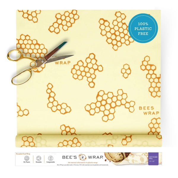 Bee's Wrap Beeswax Wraps for Food - Cut to Size 14x52" Beeswax Wrap Roll - Plastic Free Made in USA Reusable Natural Food Wrap - Honeycomb