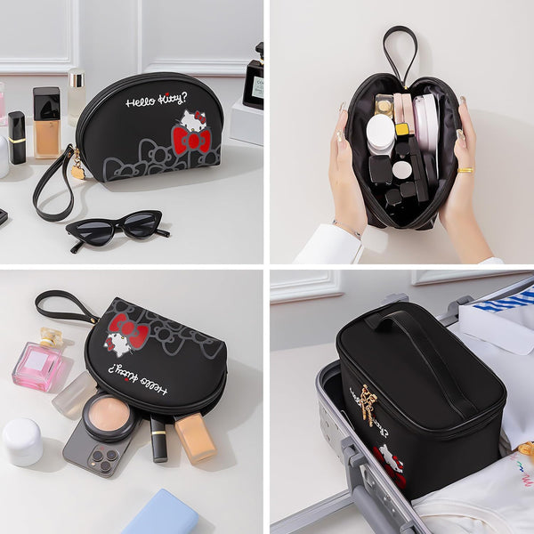 AmBealla Makeup Bag Large Waterproof Cosmetic Bags with Makeup Brush Holder, Cute Printed Makeup Organizer for Women Traveling,Portable Toiletry