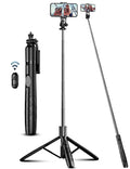 71" Phone Tripod & Selfie Stick, All in One Extendable Cell Phone Tripod with Wireless Remote, Tripods Stand for iPhone & Travel Selfie Stick 360°