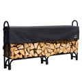 Shelterlogic 8' Adjustable Heavy Duty Outdoor Firewood Rack with Steel Frame Construction and Water-Resistant Cover