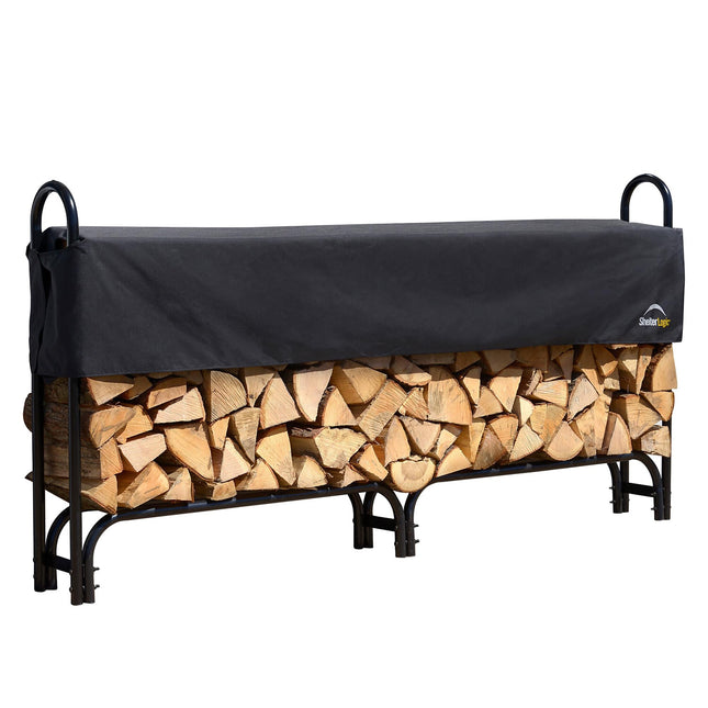 Shelterlogic 8' Adjustable Heavy Duty Outdoor Firewood Rack with Steel Frame Con