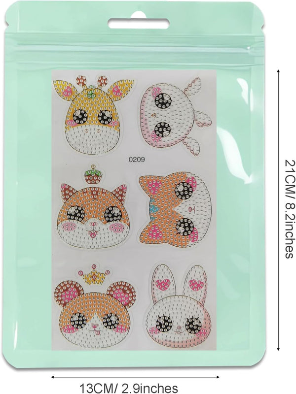 SINHOWANG Diamond Art Kits for Kids 4-8 Years Old, Arts and Crafts for Kids Ages 8-12 Girls Boys Art Supplies, 6Pcs Animal Mosaics Gem Stickers