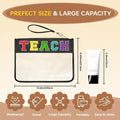 Chenille Letter Clear Zipper Pouch for Travel Preppy Patch Makeup Bag-Nylon Cosmetic Preppy Makeup Waterproof Organizer Bag Set for Women