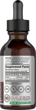 Horbäach Iodine Liquid Drops | 2 fl oz | 150 mcg | Iodine & Potassium Iodide Liquid Tincture | Vegetarian, Non-GMO, Gluten Free Supplement