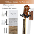 Onmiwod Guitar Wall Mount, Black Walnut Wood Guitar Hanger, U-Shaped Guitar Wall Hanger Mount, Guitar Holder Hook Stand Wall for Acoustic,