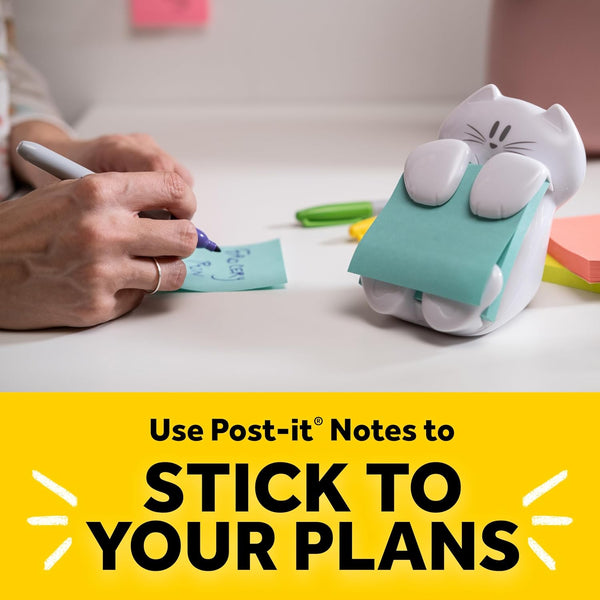 Post-it Note Dispenser, White Cat Design, 1 Dispenser, 1 Pad, 45 Sheets 1 Count