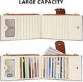 BOSTANTEN Leather Wallets for Women Large RFID Blocking Slim Bifold Purse Card Holder with Zipper Pocket Beige Brown Large 0-beige-brown