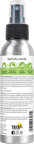 Yaya Organics Tick Ban DEET-Free Mist Spray - Made in USA - All Natural Extra Strength Tick Repellent Spray Made with Essential Oils - Safe for