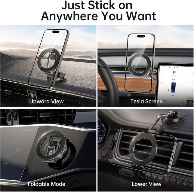 Syncwire Fits MagSafe Car Mount for Car Dash&Tesla Screen[All-Metal] Magnetic Phone Holder, [Flexible Three-axis]360° Ro