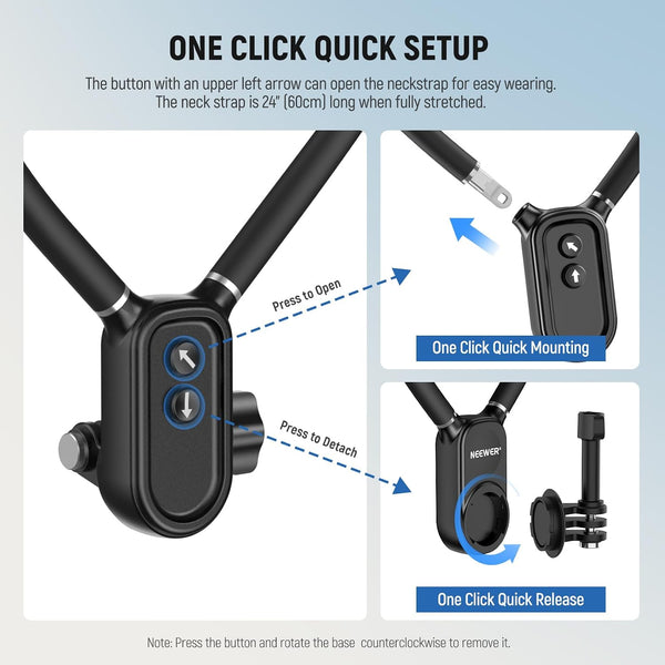 NEEWER Magnetic Neck Holder for Action Camera & Phone, GP16 GP-16(Black)