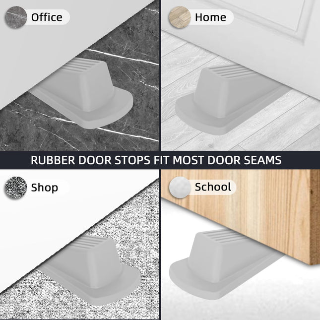 4 Pack Premium Rubber Door Stoppers Wedge, Door Stops for Carpet Heavy Duty Door, for Bottom of Door on Tile, Concrete, 
