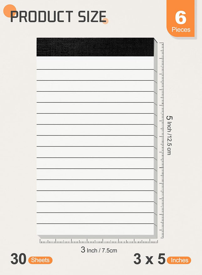 6 Pack Small Notepads Refills Memo Pads 3 X 5 Inch Lined Writing Note Pads with 30 Sheets Note Pad Paper in Each Pad Min