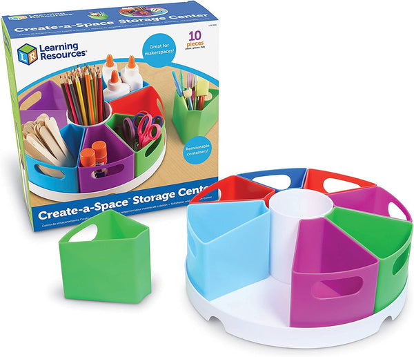 Learning Resources Create a Space Storage Center - 10 Piece Set Desk Organizer for Kids, Art Organizer for Kids, Crayon Organizer, Homeschool