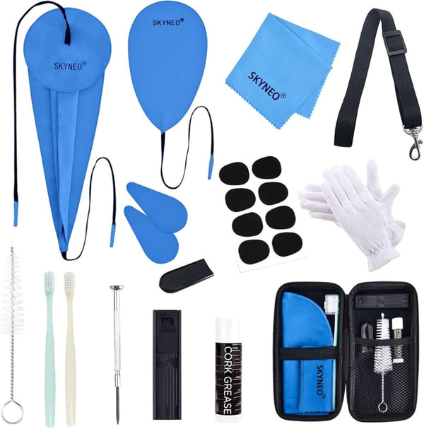 SKYNEO Saxophone Cleaning Kit, Clarinet Cleaning Kit with Maintenance Kit,Cork Grease,Swab,Strap,Cleaning Cloth,Thumb Rest,Reed Case,Mouthpiece