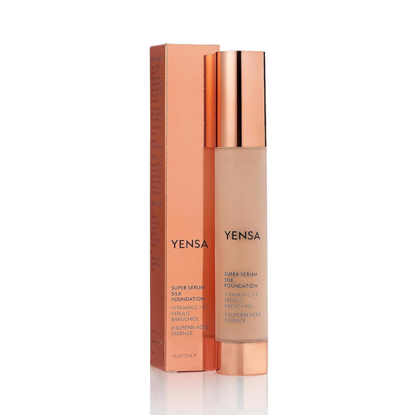 YENSA Serum Foundation Makeup - Super Silk Full Coverage Foundation Enriched with Peptides, Vitamin C & Ferulic Acid to Help Reduce Fine Lines,