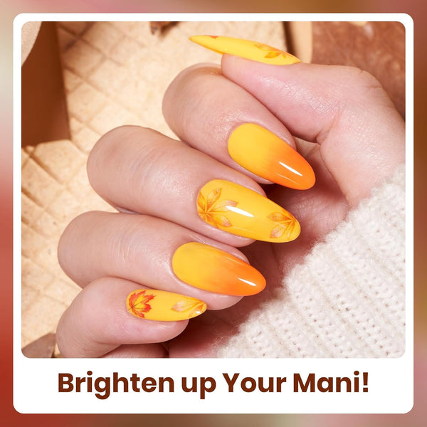 Beetles Fall Gel Polish Set, Autumn Leaves Collection, Burgundy Red Brown Colors | 6 Colors Orange Yellow Gel Polish Kit for Nails Soak Off UV LED
