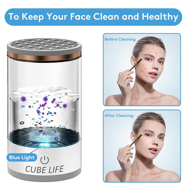 CUBE LIFE Electric Makeup Brush Cleaner Machine, 1200Mah Cosmetic Brush Cleaner Machine for All Type Makeup Brushes, Makeup Brush Cleanser, Brush