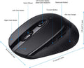 Cimetech Wireless Ergonomic Optical Mouse, 6 Buttons, Silent with USB Receiver and 3 Adjustable DPI for Laptop, Desktop, Mac, PC - Black